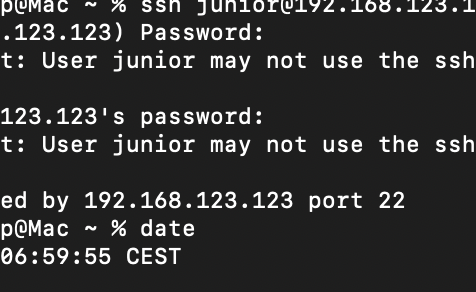 Time-based limits to SSH